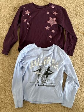 GAP Girls Long Sleeve Tees - Light Blue & Deep Purple Star Top